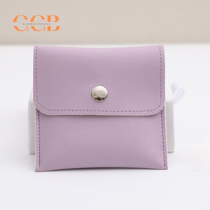 10Pcs Purple PU Leather Jewelry Snap Pouches
