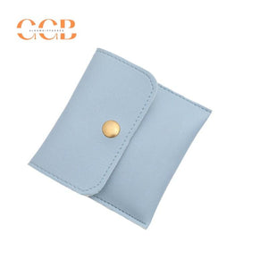 10pcs Blue PU Leather Jewelry Snap Bags