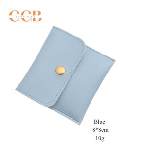 10pcs Blue PU Leather Jewelry Snap Bags