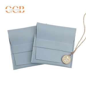 10pcs Blue Vegan Leather Jewelry Flap Bags
