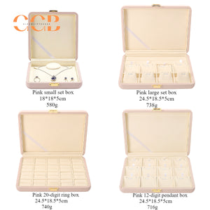 Luxury nude PU leather jewelry box for ring earrings necklace storage
