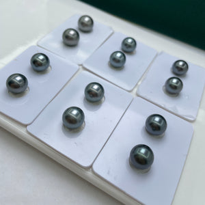 3A 8-14mm Tahitian Pearl, Natural Round Loose Pearl with Strong Luster Slight Blemish, Undrilled Half Drilled 1mm or Fully Drilled 0.7mm