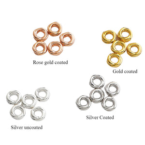 10pcs S925 Sterling Silver Twisted Circle Spacer Beads 3-4mm