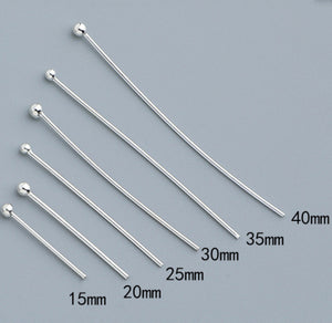 20pcs 15-40mm S925 Sterling Silver Round Head, 9-Shaped, T-Pin Needles