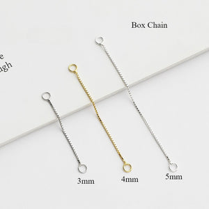 10pcs S925 Sterling Silver Cross Chain Extension Box Chain 3-5cm