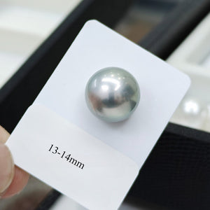 5A 9-14mm Light Platinum Grey Tahitian Pearl, Natural Round Saltwater Pearl High Luster Loose Pearl