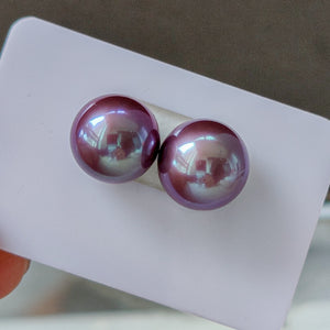 5A One Pair Natural Edison Freshwater Pearls Blueberry Purple Metallic Rare Color Loose Pearls for Custom 18K Earrings or Pendant