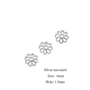 10pcs S925 Silver Gold Plated Flower Bead Cap for DIY Jewelry Making