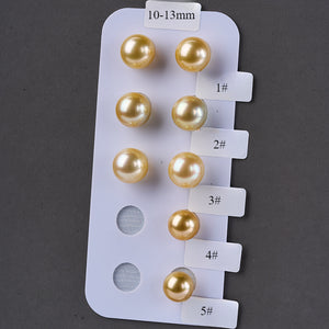 5A 8–15mm Golden South Sea Pearl Stud Earrings in 18K Gold Setting