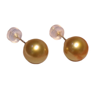 8-13mm Tea Gold South Sea Pearl Stud Earrings