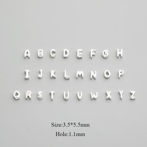 S925 Sterling Silver Alphabet Spacer Beads for DIY Bracelet Making
