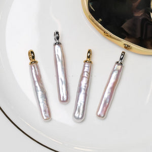 5A Baroque Freshwater Pearl Pendant, Toothpick Shape with S925 Bail