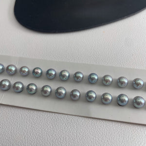 5A 5-9mm Silver Grey Akoya Pearl, Natural Round Loose Pearl with High Luster and Minimal Blemish, Undrilled Half Drilled 1mm or Fully Drilled 0.7mm