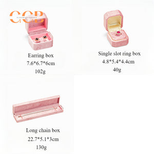 7 Piece Pink Velvet Jewelry Box Set Custom Logo Packaging Display