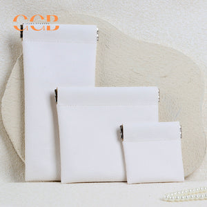 20pcs Lychee Pattern Faux Leather Snap Pouch | Custom LOGO Multi-Functional Storage Bag for Jewelry, Glasses & Necklaces