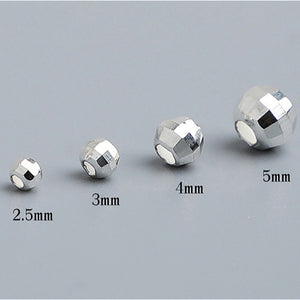10pcs 2.5-5mm S925 Sterling Silver Faceted Spacer Beads