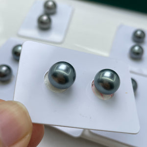 3A 8-14mm Tahitian Pearl, Natural Round Loose Pearl with Strong Luster Slight Blemish, Undrilled Half Drilled 1mm or Fully Drilled 0.7mm