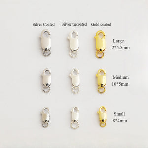 10pcs 8,10,12mm S925 Sterling Silver Square Lobster Clasps for DIY Jewelry