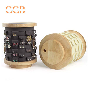 Rotating Wooden Earring Display Stand, Multi-Layer Jewelry Organizer