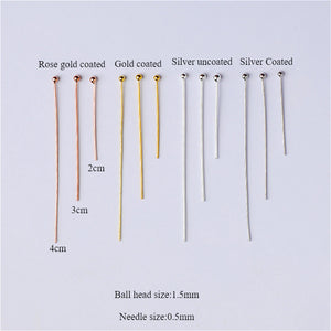 10pcs 20-40mm S925 Sterling Silver Ball Head Needles