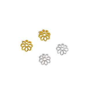 10pcs S925 Silver Gold Plated Flower Bead Cap for DIY Jewelry Making