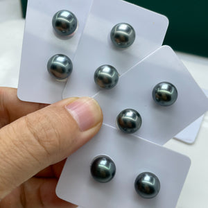 3A 8-14mm Tahitian Pearl, Natural Round Loose Pearl with Strong Luster Slight Blemish, Undrilled Half Drilled 1mm or Fully Drilled 0.7mm