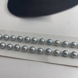 5A 5-9mm Silver Grey Akoya Pearl, Natural Round Loose Pearl with High Luster and Minimal Blemish, Undrilled Half Drilled 1mm or Fully Drilled 0.7mm