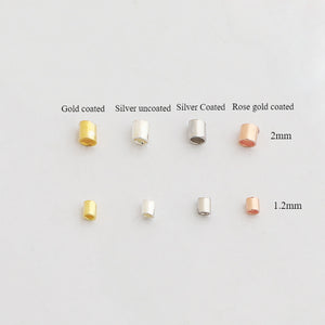 10pcs 1.2-2mm S925 Sterling Silver Tube Spacer Beads