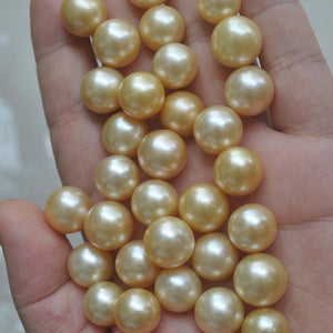 3A 9–16mm Light Golden South Sea Pearl, Round Loose Bead for Jewelry