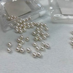 4A 4-11mm White Akoya Pearl, Natural Saltwater Round Loose Pearl with Strong Luster Slight Blemish, Undrilled Half Drilled 1mm or Fully Drilled 0.7mm