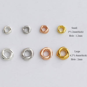 10pcs S925 Sterling Silver Twisted Circle Spacer Beads 3-4mm