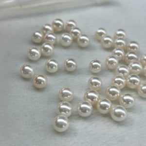 4A 4-11mm White Akoya Pearl, Natural Saltwater Round Loose Pearl with Strong Luster Slight Blemish, Undrilled Half Drilled 1mm or Fully Drilled 0.7mm