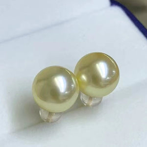 4A 8–14mm Light Golden South Sea Pearl Stud Earrings in 18K Gold