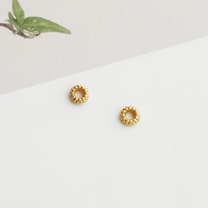 10pcs S925 Sterling Silver Gold-Plated Mini Round Spacer Beads