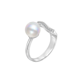 Simple water wave pearl ring setting