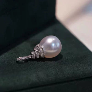 S925 Sterling Silver CZ Pearl Pendant Setting for Jewelry Making