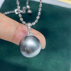 3A Platinum Grey Tahitian Pearl Pendant in 18K White Gold