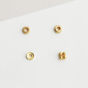 10pcs S925 Sterling Silver Gold-Plated Mini Round Spacer Beads