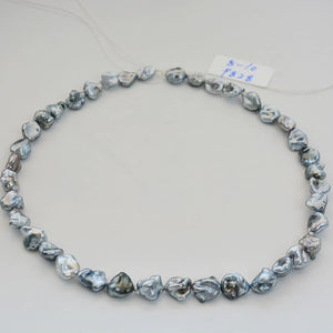 Tahitian Keshi Pearl Strand 8–11mm, Platinum Grey Baroque Pearls