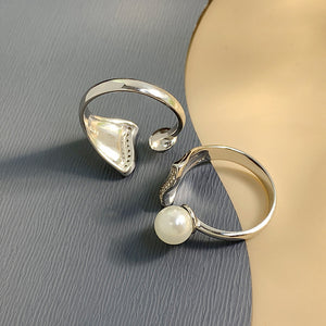 Simple water wave pearl ring setting
