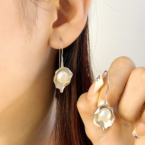 Leaf pearl earring setting