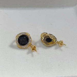 S925 Sterling Silver Gold Coin Earring Setting
