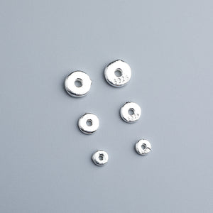 10pcs S925 Sterling Silver Geometric Glossy Round Disc Spacer Beads 4-8mm