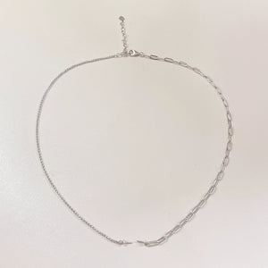 S925 Sterling Silver or Gold Necklace Setting for 8–16mm Half-Drilled Pearls, Paperclip Chain DIY Mount for Custom Pearl Jewelry