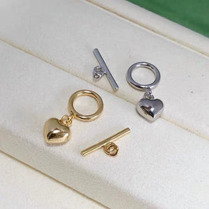 S925 Sterling Silver Love Heart Charm OT Clasp for Jewelry Making