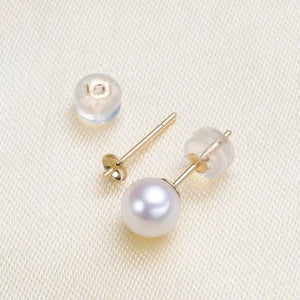 18K Gold Earring Posts with Backs for 2–14mm Pearls, DIY Stud Parts