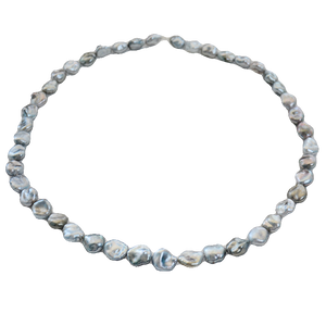 Tahitian Keshi Pearl Strand 8–11mm, Platinum Grey Baroque Pearls