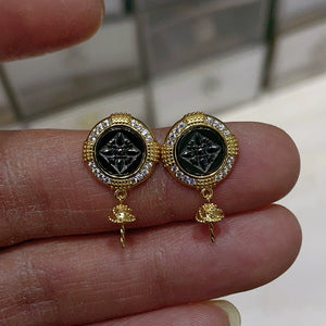 S925 Sterling Silver Gold Coin Earring Setting