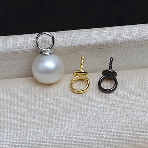 S925 Sterling Silver Simple Circle Pearl Pendant Setting for Jewelry Making