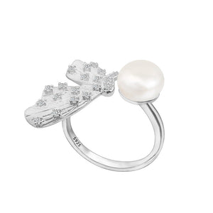 Butterfly pearl ring setting